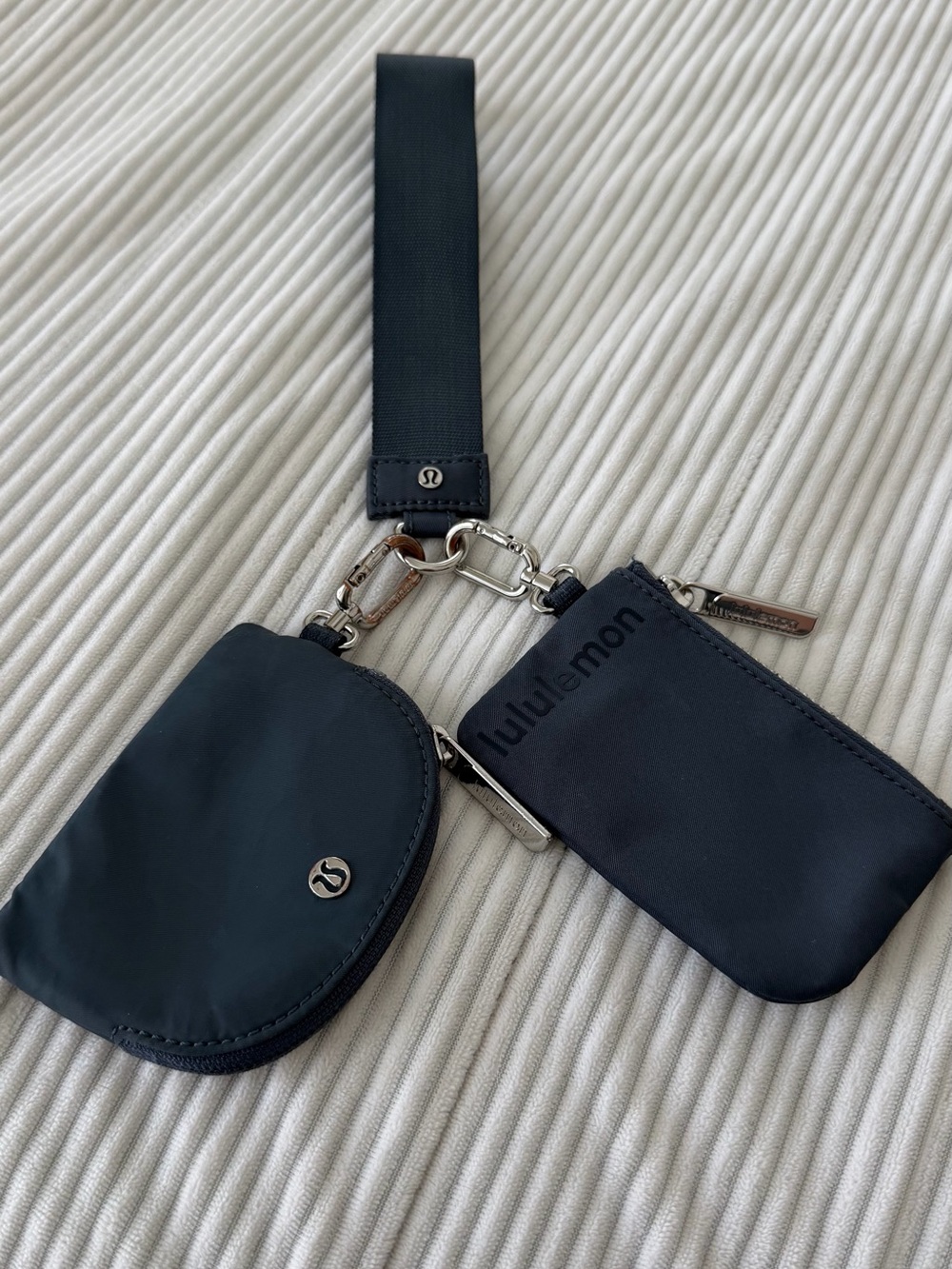 lululemon Navy Keychain Wristlet Pouch Set